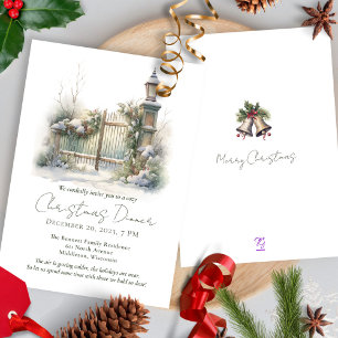 Invitation Neige hiver scène Pine Lampe Aquarelle Noël