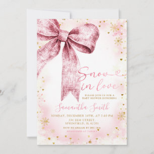 Invitation Neige Rose Bow En Amour Baby shower Saupoudré