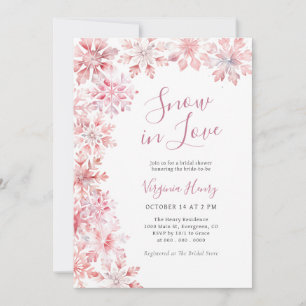 Invitation Neige Rose pour une Douche de Mariée Amoureuse