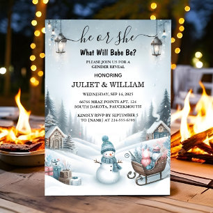 Invitation Neige Rustique Froide Glace Cosy hiver Sexe Révéle
