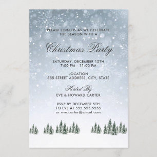 Invitation Neige sur les pins   Fête de Noël