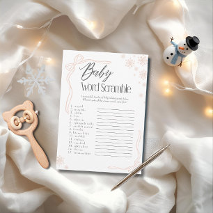 Invitation Neige Taupe Arc Bébé Jeu de Mots Embrouillés