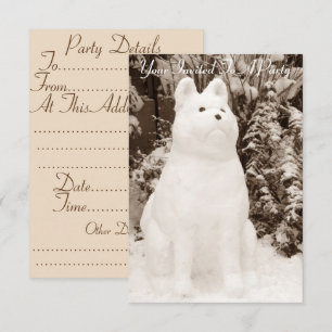 Invitation neige très drôle akita bonhomme de neige pour noël