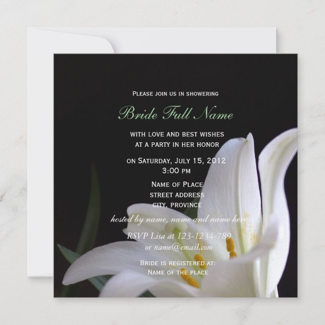 Invitation nénuphar blanc printemps, été, vacances nuptiale (Devant)