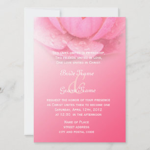 Invitation Nénuphar rose élégant dans un mariage chrétien ros