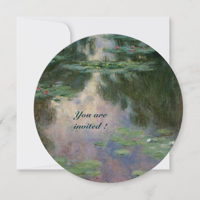 INVITATION NÉNUPHARS EN ROSE VERT BLEU REFLETS (Devant)