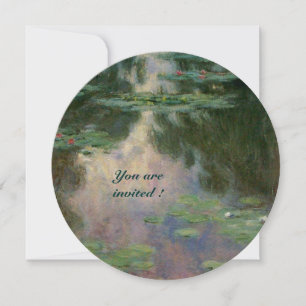 INVITATION NÉNUPHARS EN ROSE VERT BLEU REFLETS