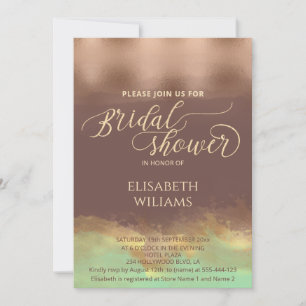 Invitation Neo menthe cannelle rose or feuille aquarelle