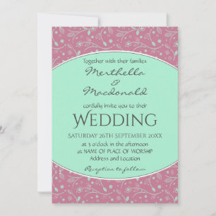 Invitation NEO MINT DUSKY ROK Élégant MARIAGE floral moderne