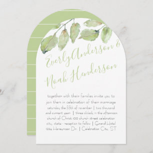 Invitation Neo Mint Mariage de automne de typographie verte