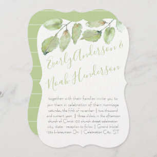 Invitation Neo Mint Mariage de automne de typographie verte