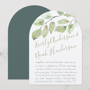 Invitation Néo Mint Verdure Typographie Mariage d'Automne