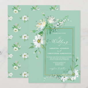 Invitation Neo Mint Vert or Rustique Peint Floral Mariage