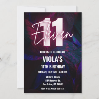 Invitation Neon 11e anniversaire
