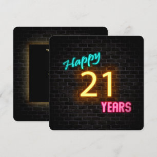 Invitation Neon 21st Birthday Connexion en brique