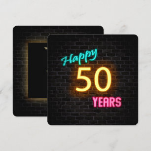 Invitation Neon 50th Birthday Connexion en brique