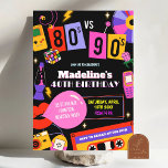 Invitation Neon 80s vs 90s Retro Disco Mixtape Anniversaire<br><div class="desc">Retour aux années 1990 Anniversaire,  Super Retour aux années 80 Anniversaire adulte Invitation,  Danse disco 40e Anniversaire Invitation,  Mixtape Anniversaire Party,  Neon 80s vs 90s Anniversaire Party,  Retro Retour aux années 90 Anniversaire adulte Invitation,  Danse disco 40e Anniversaire Invitation du jour,  Throwback 80s Anniversaire</div>