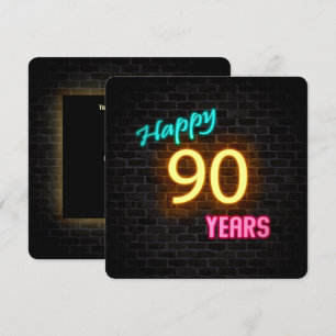 Invitation Neon 90e anniversaire Signal brillant sur brique