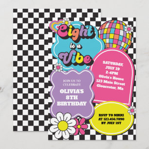 Invitation Neon 90s Rétro Eight est une ambiance 8e Anniversa