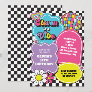 Invitation Neon 90s Retro Eleven est une ambiance de 11e anni