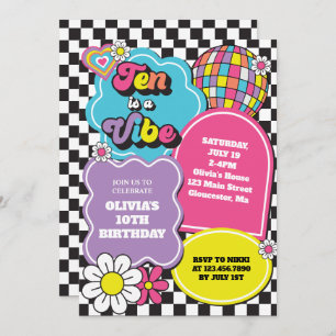 Invitation Neon 90s Retro Ten est un Anniversaire Vibe