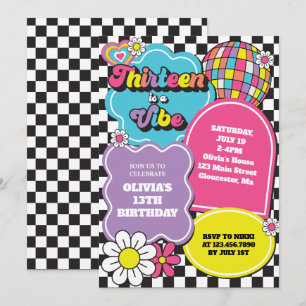 Invitation Neon 90s Rétro Treize est une ambiance 13e anniver