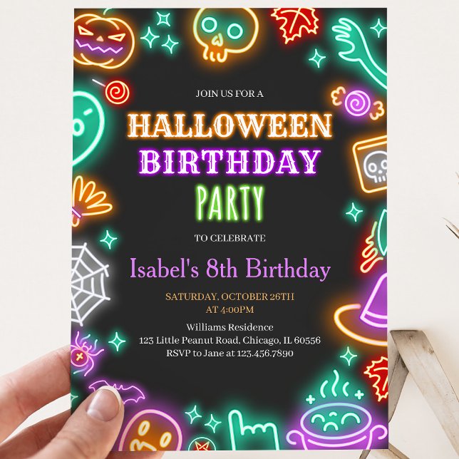 Invitation Neon Anniversaire Halloween (Créateur téléchargé)