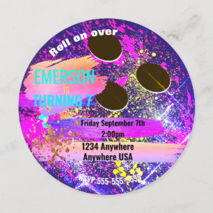 Invitation néon BOWLING BALL, bowling, fête d'anniversaire