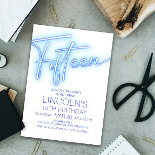 Invitation Neon Boys Pool 15e anniversaire