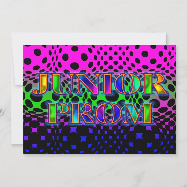 INVITATION NEON BRIGHT LIGHTS JUNIOR PROM IVITATION (Devant)