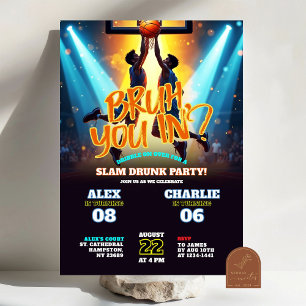 Invitation Neon Bruh You En Basketball Joint Anniversaire