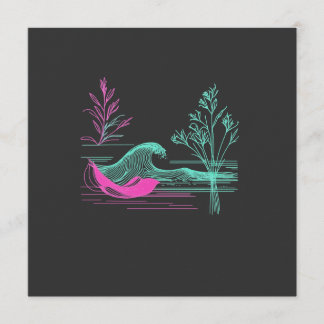 Invitation NEON CALM – Retro Wave & Botanical Line Art