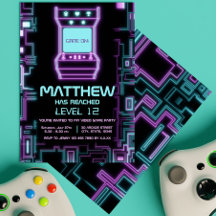 Neon Coloré Retro Arcade Jeu d'enfants Anniversair