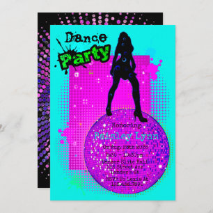 Invitation Neon Dance Anniversaire