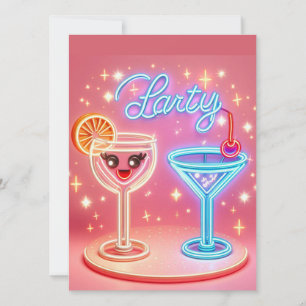 Invitation Neon de l'heure de fête personnalisée