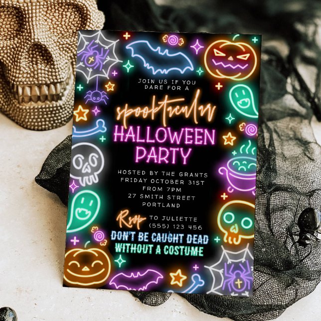 Invitation néon effrayante pour Halloween (Créateur téléchargé)