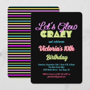 Invitation Neon Faisons la fête folle d'anniversaire