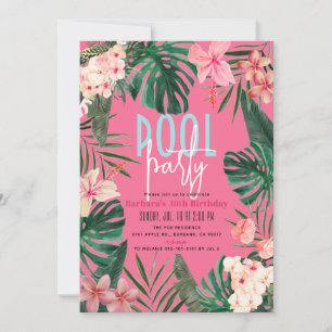 Invitation Néon floral tropical Adulte