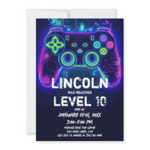 Neon Gamer Arcade Video Game Level Up Anniversaire