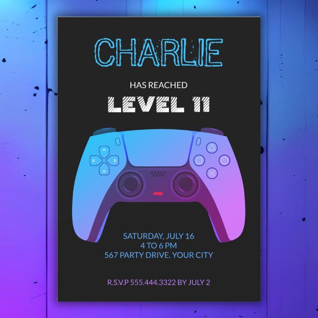 INVITATION NEON GAMER CONTROLLER NIVEAU HAUT (Créateur téléchargé)
