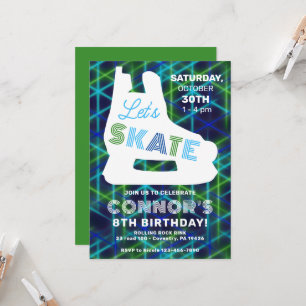 Invitation Neon Glow Boys de hockey sur glace Anniversaire