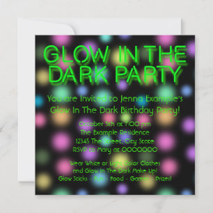 Invitation Neon Glow Dans La Fête D'Anniversaire Sombre