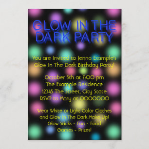 Invitation Neon Glow Dans La Fête D'Anniversaire Sombre
