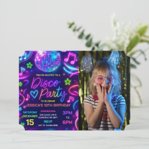 Invitation Neon Glow Disco Dance Party Anniversaire Photo