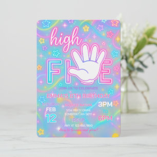 Invitation Neon Glow High Cinq 5e anniversaire de fête Invita