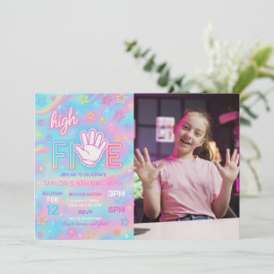 Invitation Neon Glow High Cinq Anniversaire Photo