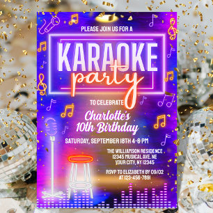 Invitation Neon Glow Karaoke chanter la fête d'anniversaire m