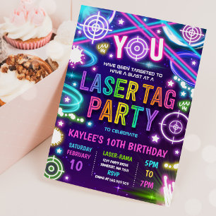 Invitation Neon Glow Laser Tag Birthday Party