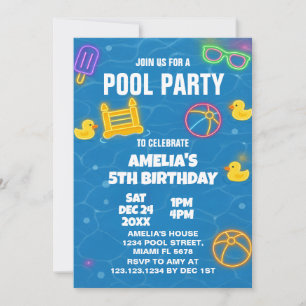 Invitation Neon Glow Pool Bash