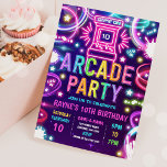 Invitation Neon Glow Retro Arcade Jeu Anniversaire<br><div class="desc">Neon Glow Retro Arcade Jeu Anniversaire Fête Invitation</div>